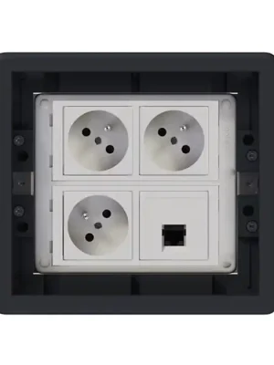 Nízká Cena Podlahová zásuvka 3x 250V/16A, 1x RJ45 cat.5e, barva grafitově-šedá, pro lité podlahy