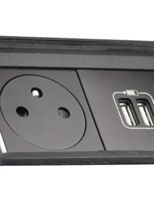 Cenová Bomba Pop-up blok, 1x zásuvka 230V + 2x USB-A nabíječka 12W , černá matná, kabel 2m