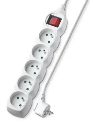 Prodlužovací kabel 5 zásuvek 5m GETI GEC55S s vypínačem Vrácení Zdarma