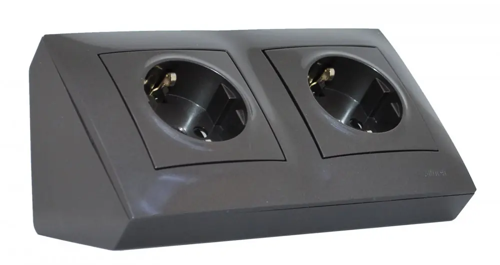 Rohová zásuvka 2x 250V (SCHUKO VERZE) , barva antracitová metalíza, bez kabelu Značkový