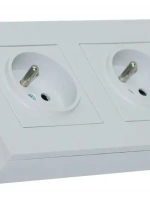 Rohová zásuvka 2x 250V ve světle šedé matné barvě, bez kabelu Cenová Bomba