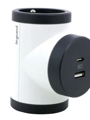 Rozbočka otočná o 180°, 2x 230V + nabíjecí USB-C, USB-A (5V -3.0A, 15.0W), barva bílá - tmavě šedá Nakupujte Hned