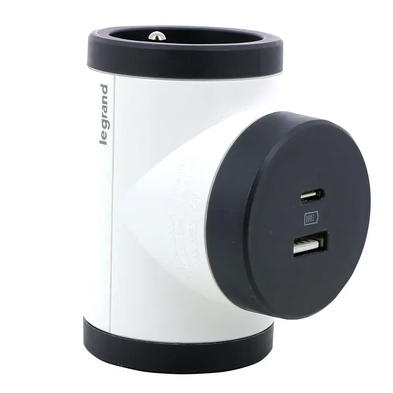 Rozbočka otočná o 180°, 2x 230V + nabíjecí USB-C, USB-A (5V -3.0A, 15.0W), barva bílá - tmavě šedá Nakupujte Hned