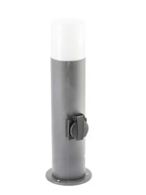 Sezónní Sleva Venkovní sloupek se světlem a 1x zásuvkou 230/16AV, výška 40cm, materiál hliník a polykarbonát, barva grafit, matný difuzor