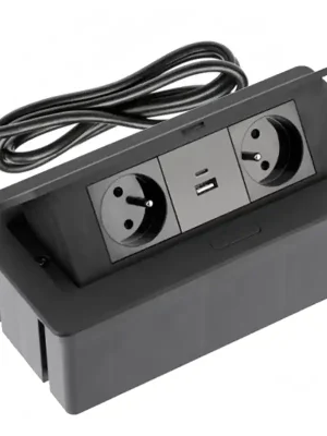Výklopná zásuvka 2x 230V, 2x USB A+C nabíjecí 15W, barva černá, kabel o délce 1.5m Hit Sezóny