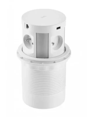 Sezónní Sleva Výsuvná zásuvka COMFORT PLUS, 4x zásuvka 230V, 2x USB-A nabíjecí, 2x RJ45, 1x bezdrátová indukční nabíječka, kabel 1.5m, barva bílá