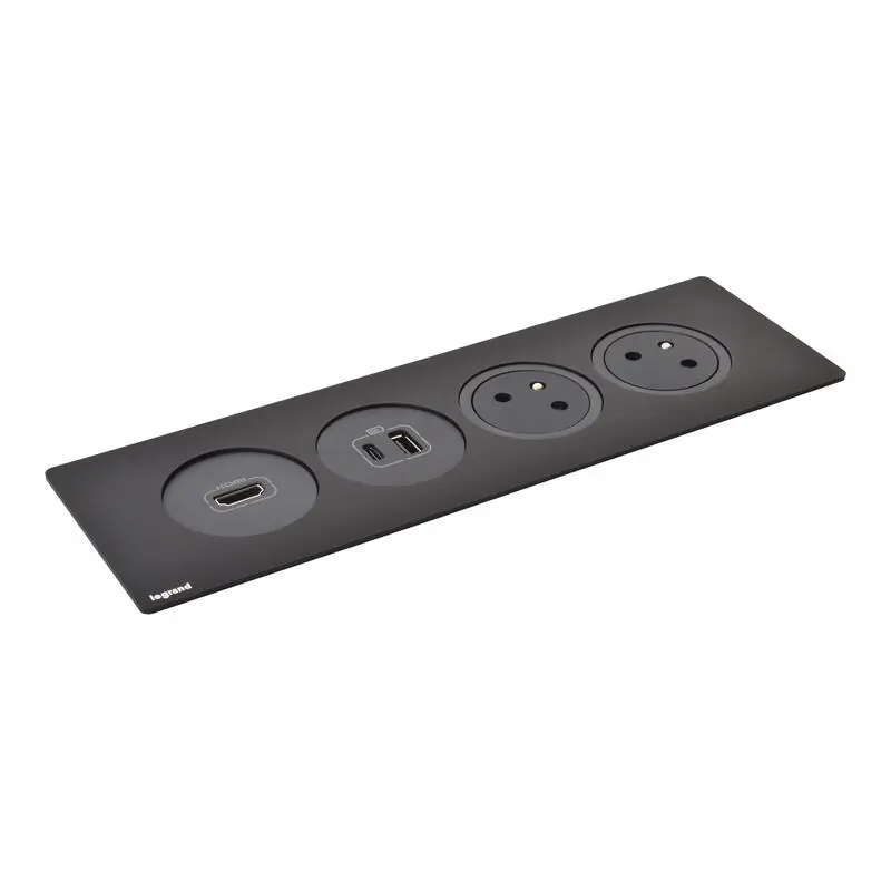 Zapuštěný blok INCARA Disq‘In, 2x zásuvka 250V Surface, 1x USB A+C nabíječka, 1x HDMI, kabel 2m, barva černá Oblíbený
