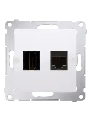 Zásuvka HDMI + datová RJ45 kat. 6 (přístroj s krytem), Simon 54, barva bílá Expresní Doručení