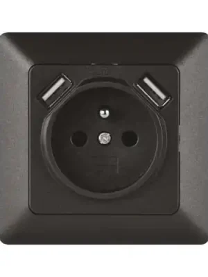 Akční Nabídka Zásuvka pod omítku, 1x 230V, 2x USB-A nabíječka 5V/DC 2.1A, barva antracitová