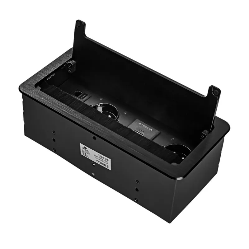 Top Prodej Zásuvkový blok 2x 230V, 2x USB nabíjecí (Typ -A, Typ-C), 1x HDMI, 1x RJ45, kabel 3m, hliník, barva černá
