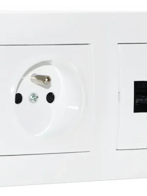 Akce Zásuvkový blok nástěnný 1x 250V/16A, 1x RJ45, bez kabelu, barva bílá lesklá
