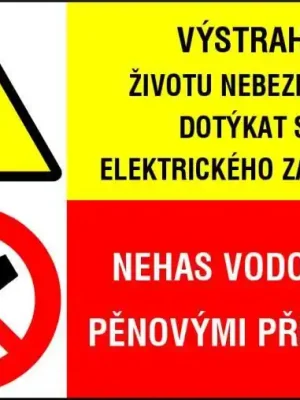 CUPRO PK SAMOLEPKA VÝSTRAHA ŽIVOTU NEBEZP.DOTYK. + NEHAS VODOU ANI PĚN. PŘÍSTR. 148X210MM 8105D Cenově Výhodný