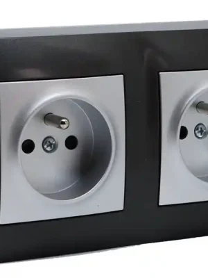 Zásuvkový blok nástěnný 2x 250V/16A, clonky, barva antracitová a stříbrná metalíza Must-Have
