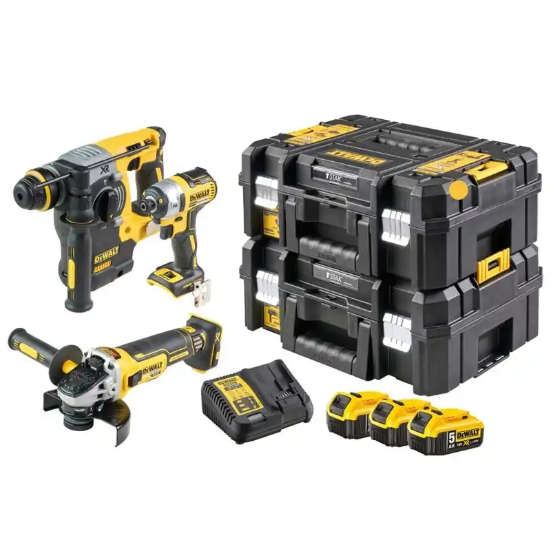 DEWALT DCK305P3T 18V AKU SADA KLADIVO + UTAHOVÁK + BRUSKA ÚHLOVÁ DCH273 + DCF887 Dokud Zásoby Vydrží