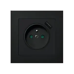 Nejlepší Volba Zásuvky v rámečku pod omítku, 1x 230V/16A s USB nabíječkou, barva černá metalíza