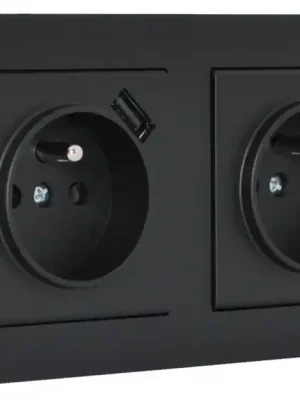 Pouze Dnes Zásuvky v rámečku pod omítku, 2x 230V/16A + 2x USB nabíječka, barva černá metalíza