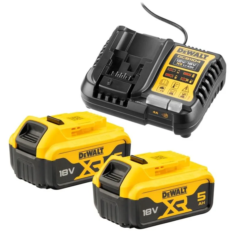 Nová Kolekce DEWALT SET NABÍJEČKA+2X BATERIE 18/5AH DCB1104P2-QW