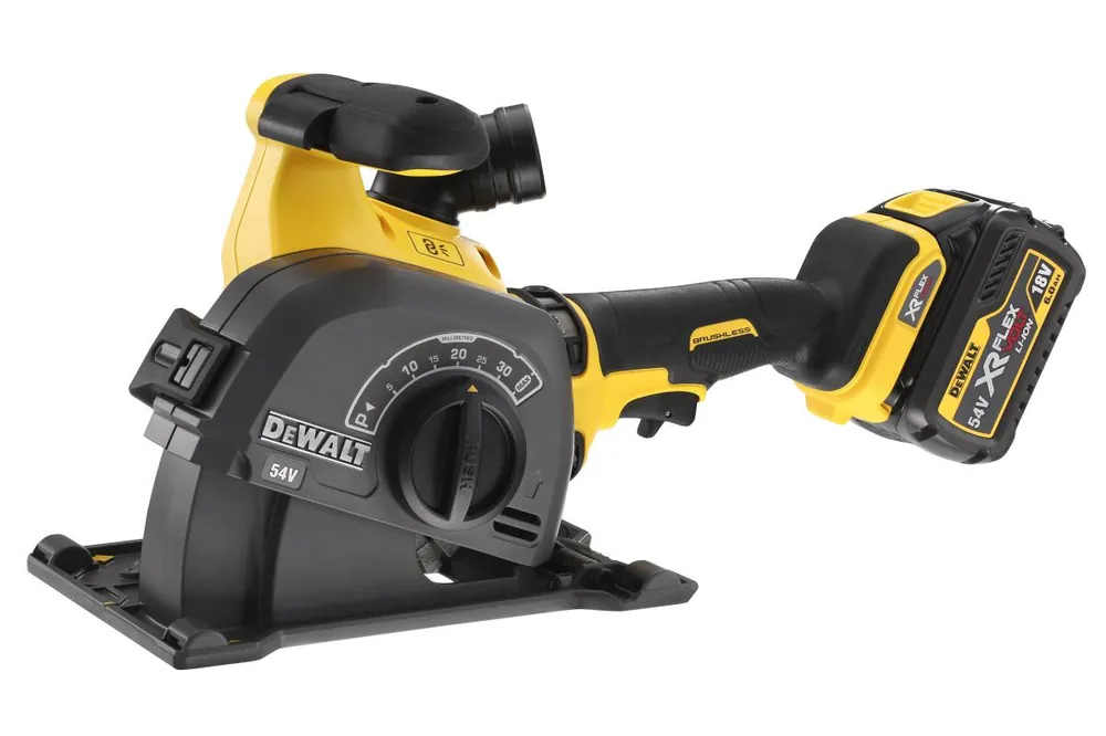 Tovární Cena DEWALT DCG200T2-QW DRÁŽKOVAČKA 54V XR FLEXVOLT 125MM 2XAKU 6,0AH MAX ŘEZ 32MM ŠÍŘKA 8-35M