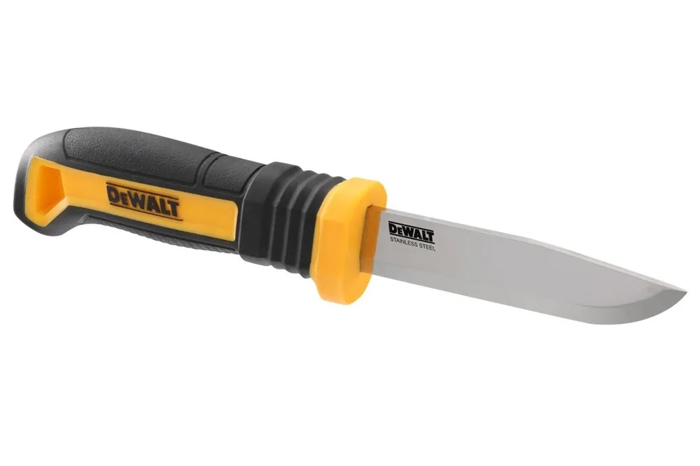 Výhodná Nabídka DEWALT NŮŽ ŘEMESLNICKÝ S PEVNÝM OSTŘÍM 90MM A PLASTOVÝM POUZDREM NA OPASEK DWHT1-10354