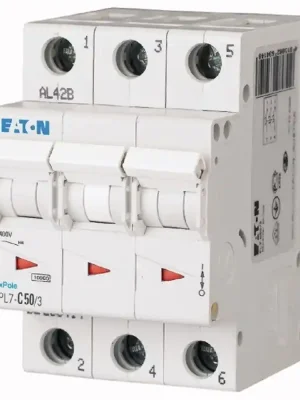 Autentický Třífázový jistič Eaton 263414 PL7-C50/3 na DIN lištu