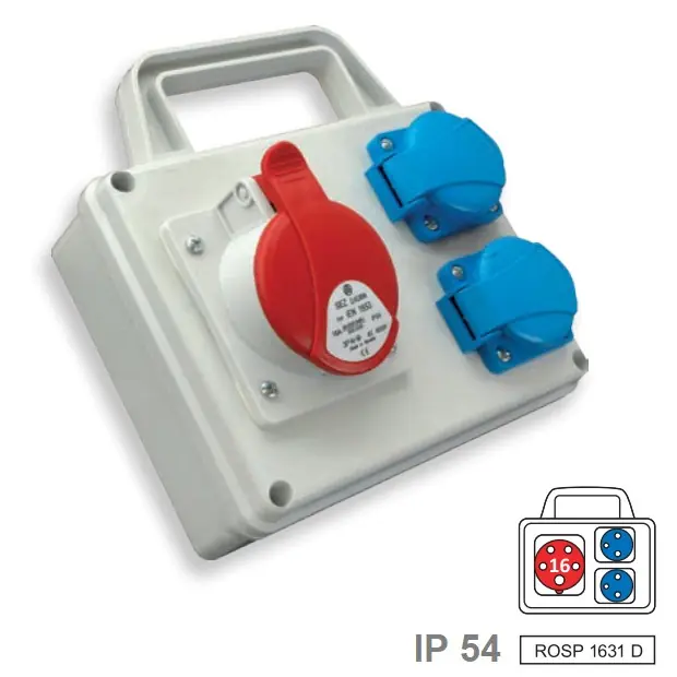 Minizásuvková kombinace ROSP 1631 D Praktik-IP54, 1x1653, 2x230V s držákem Nejlepší Cena