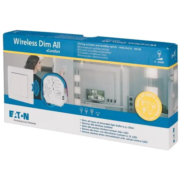 EATON XCOMF. RF SET STMÍVACÍ (AKTOR 250W+TLAČÍTKO LESKLÁ BÍLÁ 55X55MM) CPAD-00/213, 193728 Akční Cena