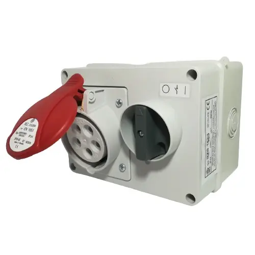 Must-Have Blokovaná zásuvka na omítku se spínačem BZS 1653 400V, IP44, 16A, 5-pól