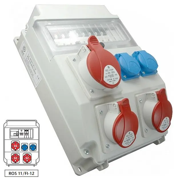 Horká Nabídka Zásuvková rozvodnice ROS 11/FI-12 2x3253+1x1653+2x230V, jištěná, s chráničem, IP54