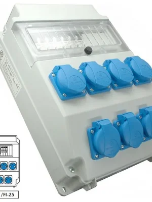 Bezpečná Platba Zásuvková rozvodnice ROS 11/FI-25 7x230V, jištěná, s chráničem, IP54