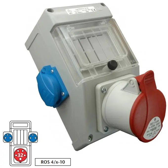 Minizásuvková rozvodnice ROS 4/X-10 nejištěná 1x3253+2x230V, IP44 Omezená Nabídka