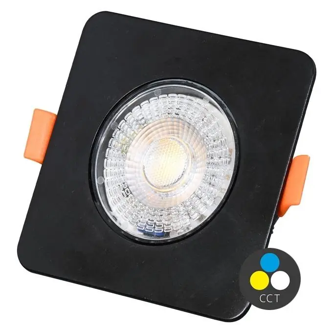 Vestavné LED svítidlo ECOPLANET ZITA čtverec výklopný 7W IP20 560lm CCT černá LED-YL202/7W/CCT/CR Akční Cena