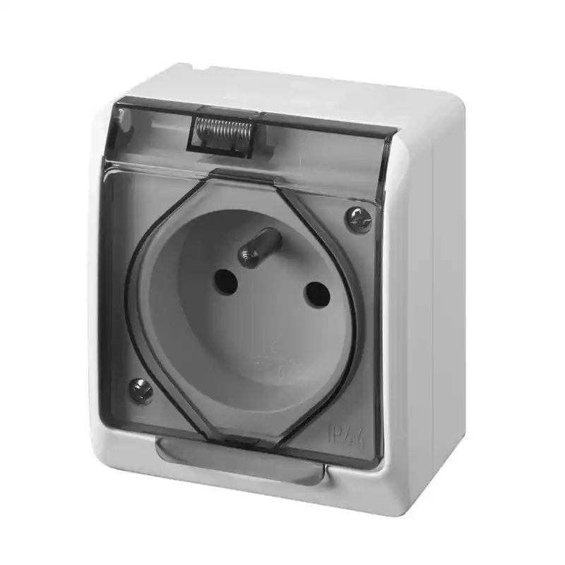 Akce Famatel 5321-01 GALATEA IP44 Zásuvka (bílá / průhledné víčko)