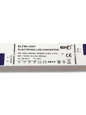 Horká Nabídka ECOPLANET TRAFO EL. 230V-12V 4,2A 50W 1,6MM IP20 DX-WP-50W/SLIM