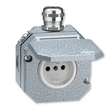 Must-Have ABB 5518-2760 Zásuvka jednonásobná s víčkem a kovovou šroub. průchodkou, Al, IP55