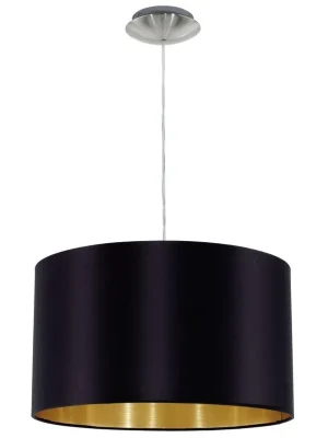 EGLO SVÍTIDLO 31599 MASERLO 1X60W E27 ZÁVĚSNÉ TEXTIL ČERNÉ/ZLATÉ Omezená Nabídka