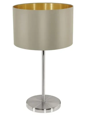 Odeslání Ihned EGLO SVÍTIDLO 31629 MASERLO 60W E27 STOL., OCEL, MATNÝ NIKL, TEXTIL, ŠEDO-HNĚDÁ, ZLATÁ