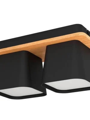 Značkový EGLO SVÍTIDLO 390007 RUSCIO E27 2X40W IP20 STROP OCEL ČERNÁ DŘEVO