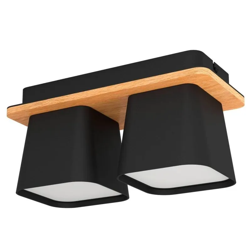 Značkový EGLO SVÍTIDLO 390007 RUSCIO E27 2X40W IP20 STROP OCEL ČERNÁ DŘEVO