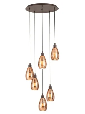 Horká Nabídka EGLO SVÍTIDLO 39508 SIRACUSA 6X60W E27 ZÁVĚS. OCEL HNĚDÁ