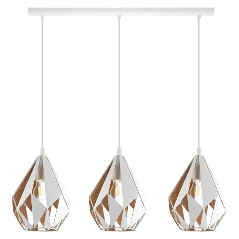 Must-Have EGLO SVÍTIDLO 43002 CARLTON 1 3X60W E27 ZÁVĚS OCEL BÍLÁ ZLATÁ