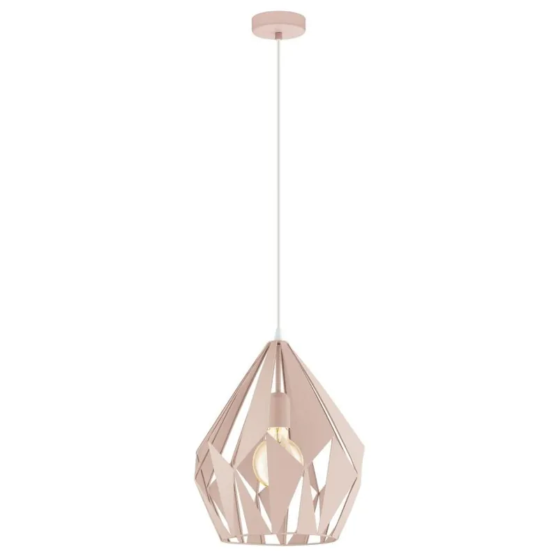 Nová Kolekce EGLO SVÍTIDLO 49024 CARLTON-P E27 1X60W ZÁVĚS. OCEL PASTELOVÁ MERUŇKOVÁ