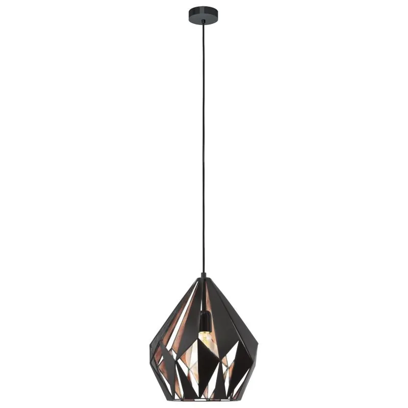 Nejlepší Volba EGLO SVÍTIDLO 49254 CARLTON 1 1X60W E27 ZÁVĚS. ČERNÁ MĚĎ