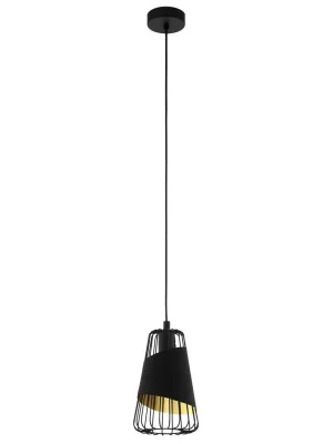 Oblíbený EGLO SVÍTIDLO 49447 AUSTELL 1X60W E27 ZÁVĚS. OCEL ČERNÁ TEXTIL ZLATÁ