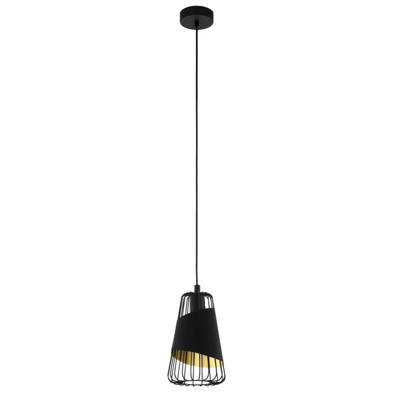 Oblíbený EGLO SVÍTIDLO 49447 AUSTELL 1X60W E27 ZÁVĚS. OCEL ČERNÁ TEXTIL ZLATÁ