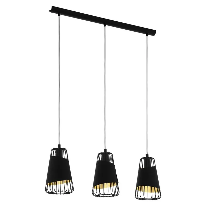 Víkendová Akce EGLO SVÍTIDLO 49448 AUSTELL 3X60W E27 ZÁVĚS. OCEL ČERNÁ TEXTIL