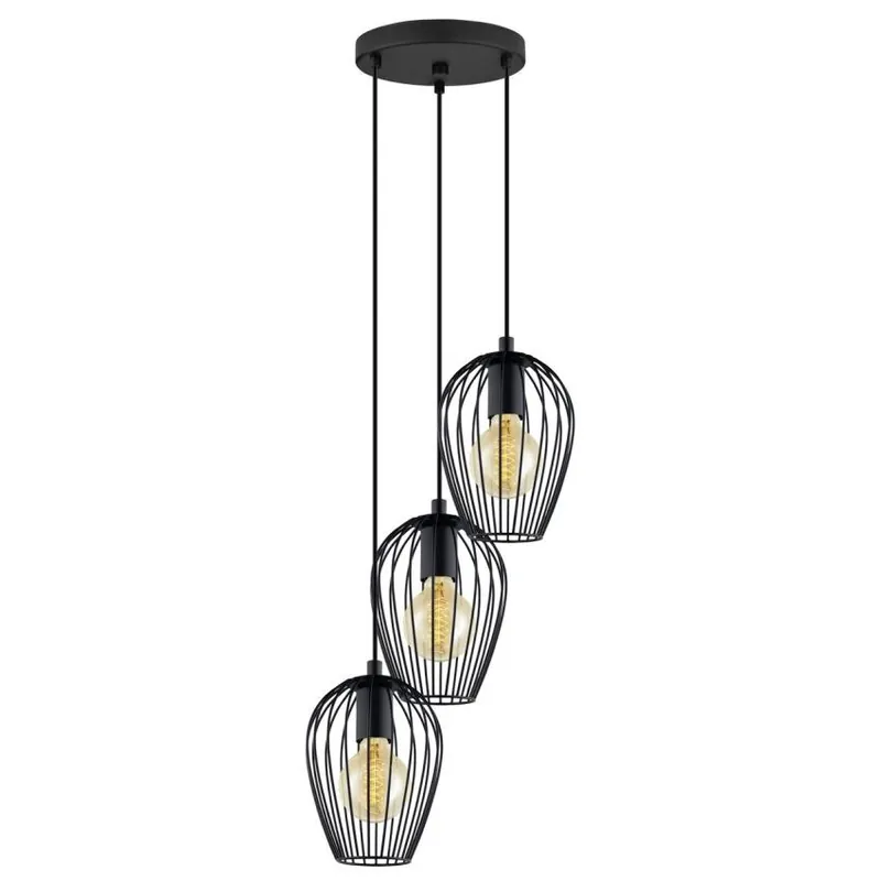 EGLO SVÍTIDLO 49479 NEWTOWN, 3X60W E27, ZÁVĚS., OCEL, ČERNÁ Značkový
