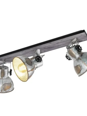Nízká Cena EGLO SVÍTIDLO 49652 BARNSTAPLE 3X40W E27 STROP. DŘEVO OCEL HNĚDÁ PATINA ČERNÁ