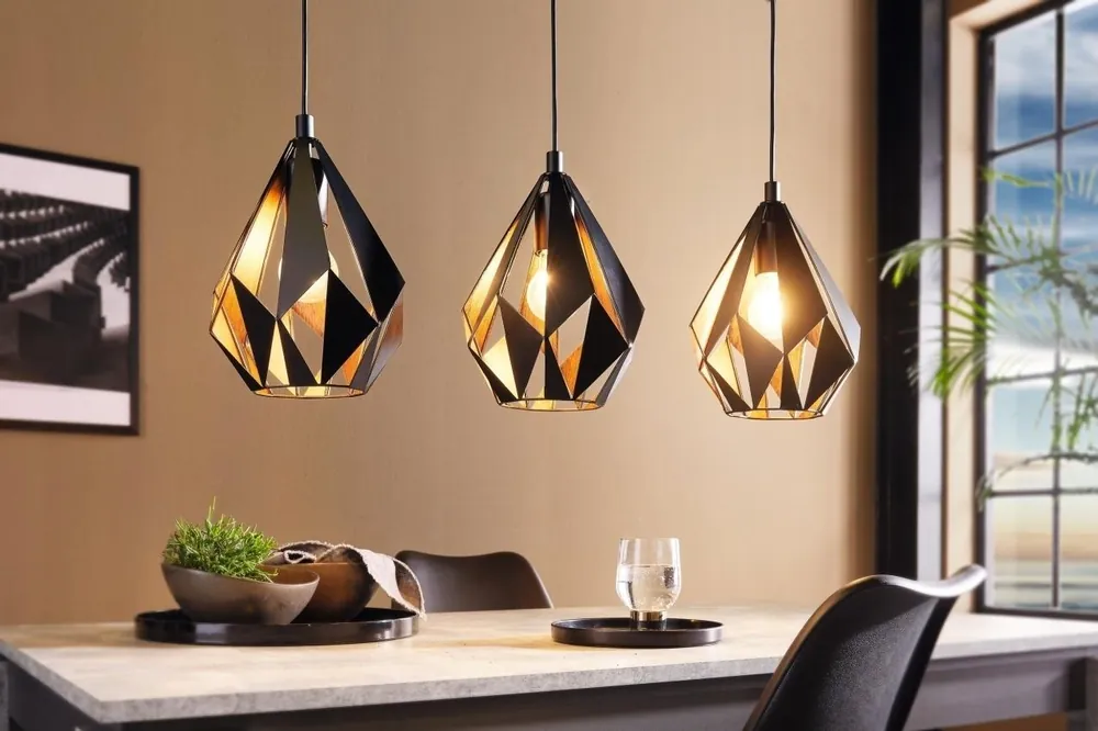 EGLO SVÍTIDLO 49991 CARLTON 1 3X60W E27 ZÁVĚS OCEL ČERNÁ MED Levný