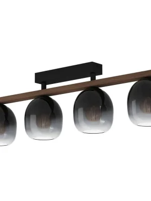 EGLO SVÍTIDLO 900185 FILAGO E27 4X40W IP20 STROP. ČERNÁ SKLO DŘEVO Vysoce Kvalitní