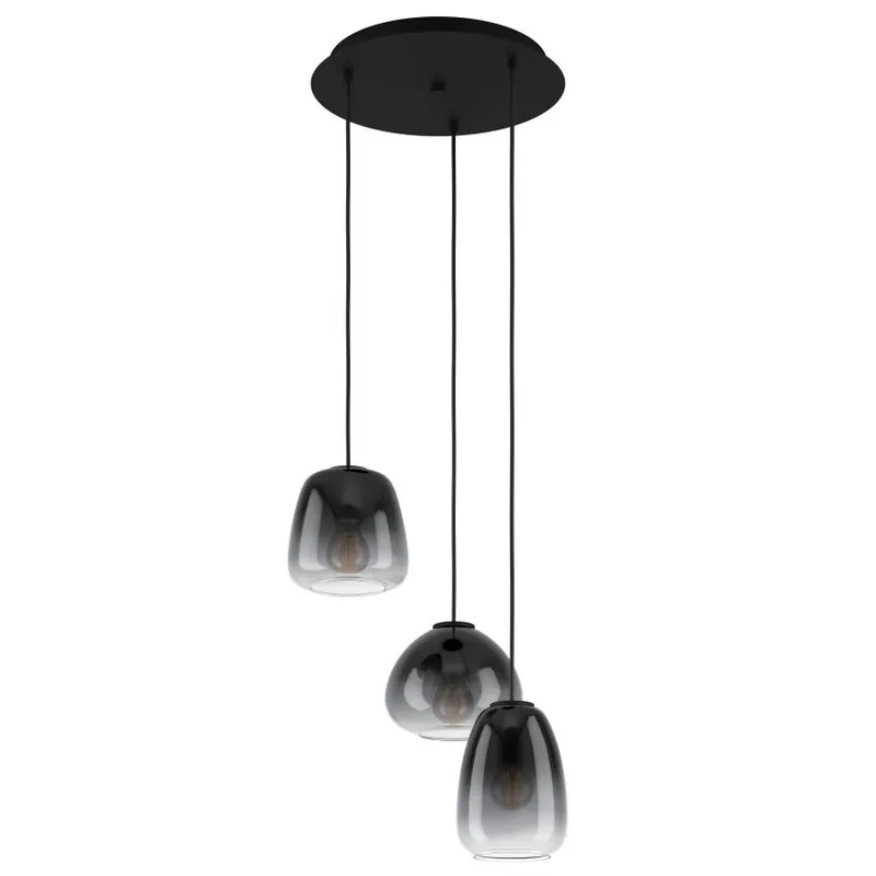 EGLO SVÍTIDLO 900196 AGUILARES 3X40W E27 ZÁVĚSNÉ OCEL ČERNÁ SKLO Vysoce Kvalitní